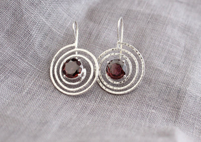 Rhodolite Garnet Earrings, Burgundy Earrings, January Birthstone, Genuine Natural Mined, Sterling Silver Earrings, Pink Stone Earrings