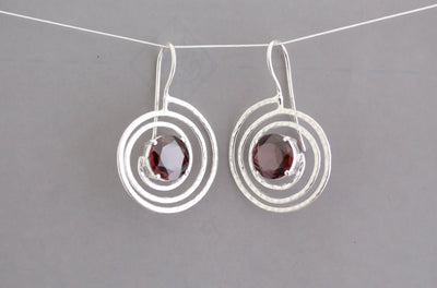 Rhodolite Garnet Earrings, Burgundy Earrings, January Birthstone, Genuine Natural Mined, Sterling Silver Earrings, Pink Stone Earrings
