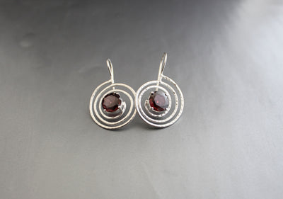 Rhodolite Garnet Earrings, Burgundy Earrings, January Birthstone, Genuine Natural Mined, Sterling Silver Earrings, Pink Stone Earrings