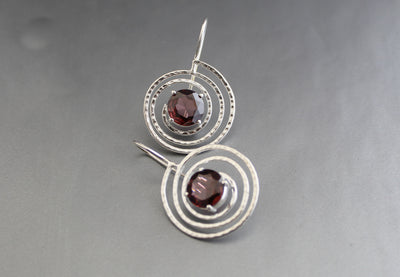 Rhodolite Garnet Earrings, Burgundy Earrings, January Birthstone, Genuine Natural Mined, Sterling Silver Earrings, Pink Stone Earrings