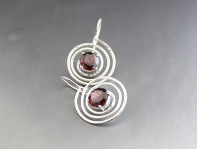 Rhodolite Garnet Earrings, Burgundy Earrings, January Birthstone, Genuine Natural Mined, Sterling Silver Earrings, Pink Stone Earrings