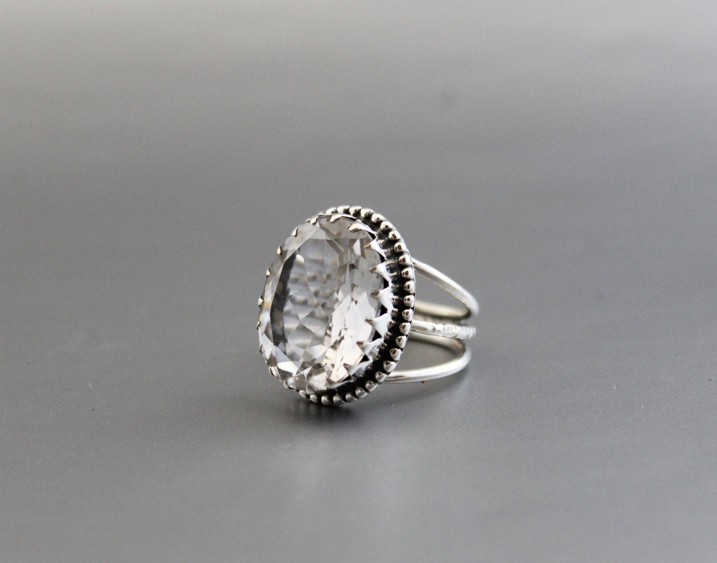 Natural Crystal Ring, Everyday Ring, Engagement Ring, Statement Ring,Healing Clear Quartz Ring, 92.5 Sterling Silver Ring,Rock Crystal Ring