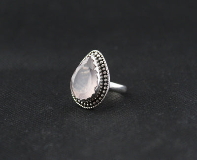 Rose Quartz Ring | Rose Quartz Gemstone Ring | Birthstone Ring | Boho Ring | Personalized Stone Ring |Sterling Silver Ring |Pink Stone Ring
