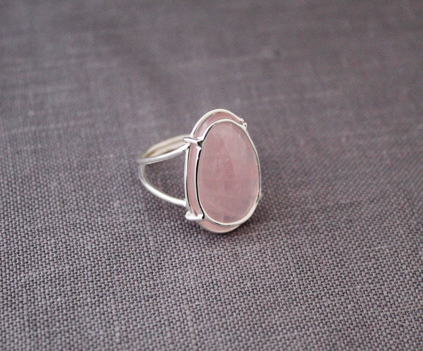 Rose Quartz Ring, Large Cocktail Ring, Statement Ring, Gemstone Ring, Lovers Ring, Pink Stone Ring