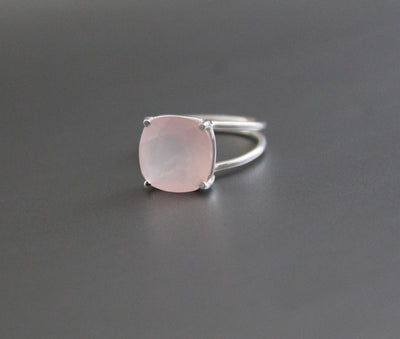 Pink Quartz Ring, Rose Quartz Ring, Pink Gemstone Ring, Sterling Silver Ring, Simple Rings,