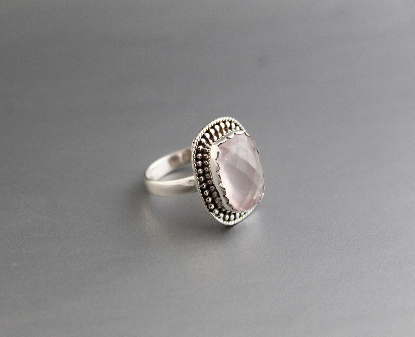 Rose Quartz Sterling Silver Ring * Silver Ring * Statement Ring * Gemstone Ring * Pink Ring * Handmade * January Birthstone * rose quartz