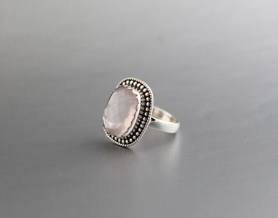 Rose Quartz Sterling Silver Ring * Silver Ring * Statement Ring * Gemstone Ring * Pink Ring * Handmade * January Birthstone * rose quartz