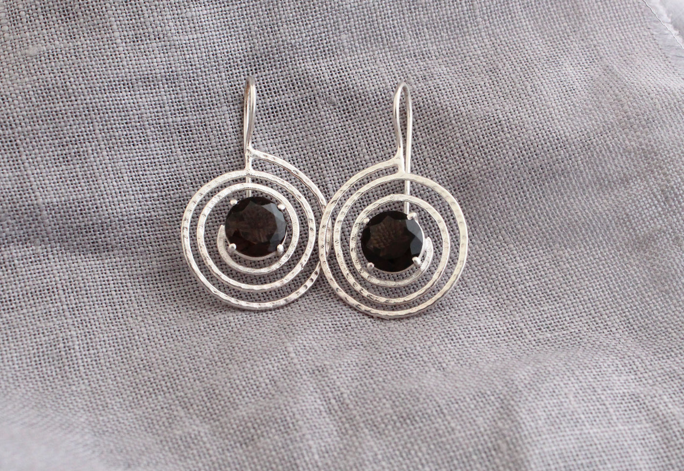 Smoky Quartz Earrings, Brown Earrings, January Birthstone, Genuine Natural Mined, Sterling Silver Earrings, Pink Stone Earrings
