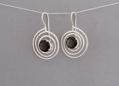 Smoky Quartz Earrings, Brown Earrings, January Birthstone, Genuine Natural Mined, Sterling Silver Earrings, Pink Stone Earrings