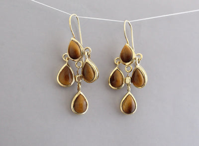 Tigers Eye Earrings, Vintage Earring, Tigers Eye Jewelry, Brown Stone Earrings, Heritage Earrings, Boho Earrings For Her, Wife Gifts For Her