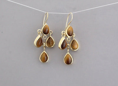 Tigers Eye Earrings, Vintage Earring, Tigers Eye Jewelry, Brown Stone Earrings, Heritage Earrings, Boho Earrings For Her, Wife Gifts For Her