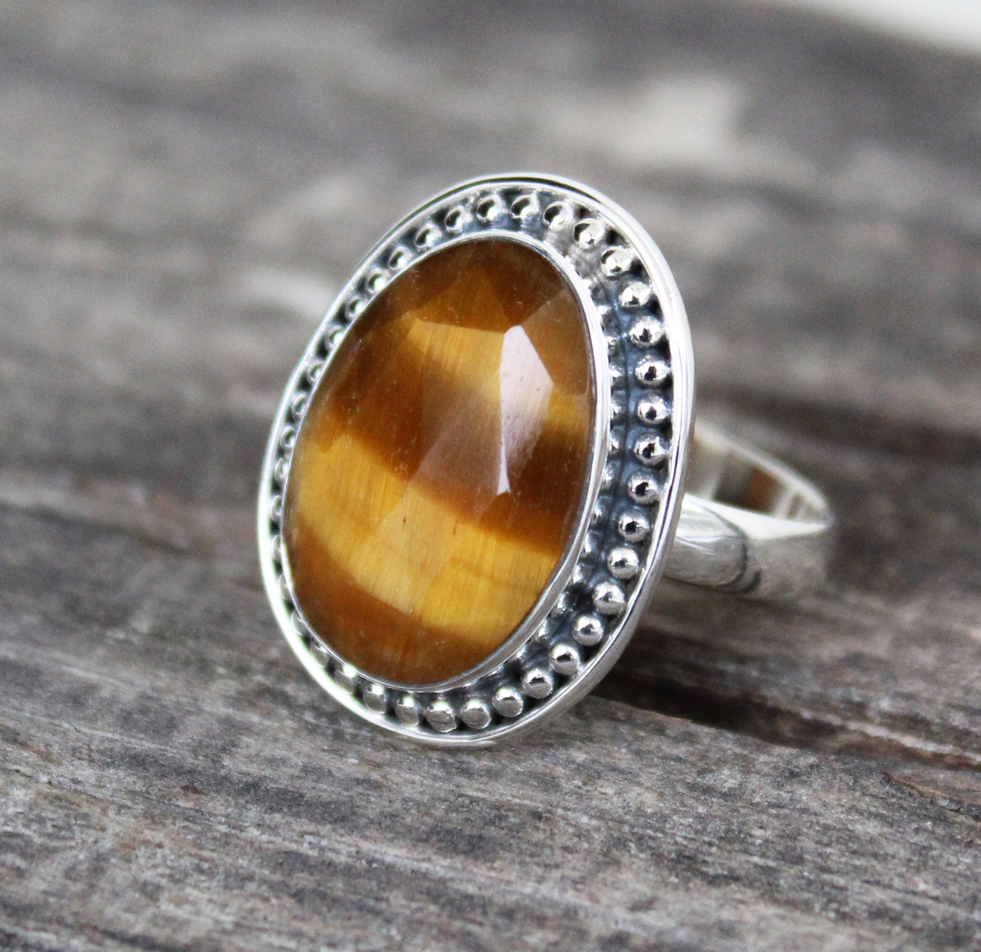 Tigers Eye Gemstone Ring, Handmade Jewelry, 925 Sterling Silver Ring, Statement Ring , July Birthstone , Natural, Boho Ring, Organic