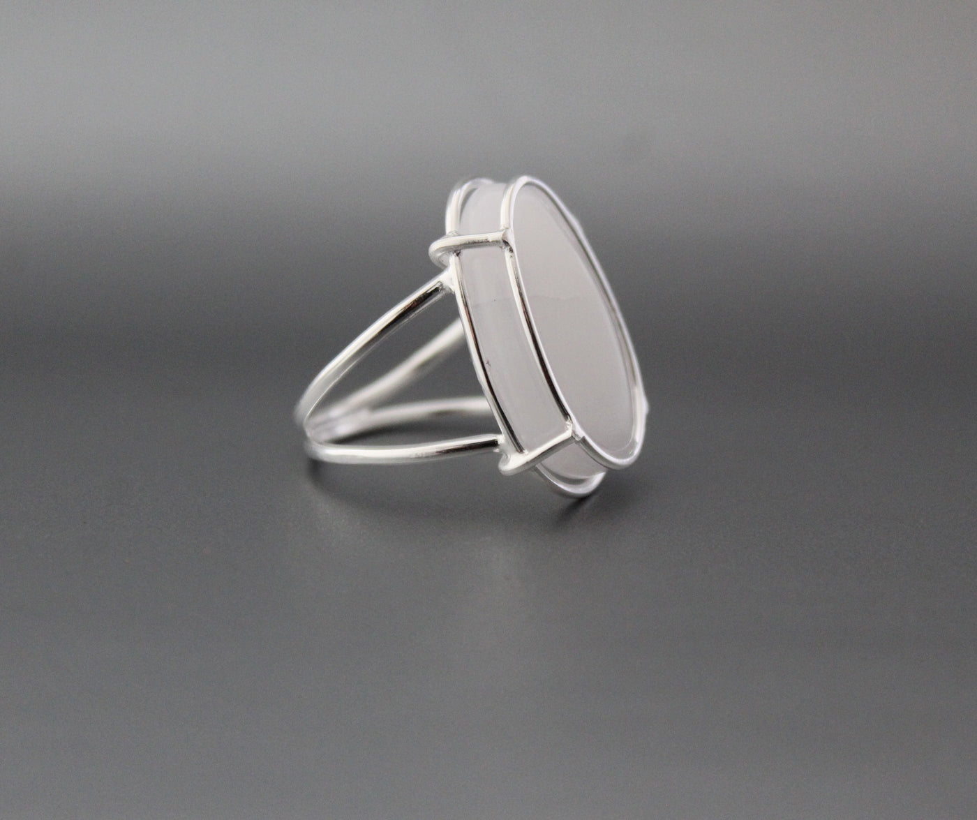 White Agate Ring, White Stone Ring, Gemstone Ring, Stackable Solitaire Ring, Sterling Silver 925, Statement, White stone, Organic , Boho