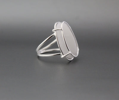 White Agate Ring, White Stone Ring, Gemstone Ring, Stackable Solitaire Ring, Sterling Silver 925, Statement, White stone, Organic , Boho