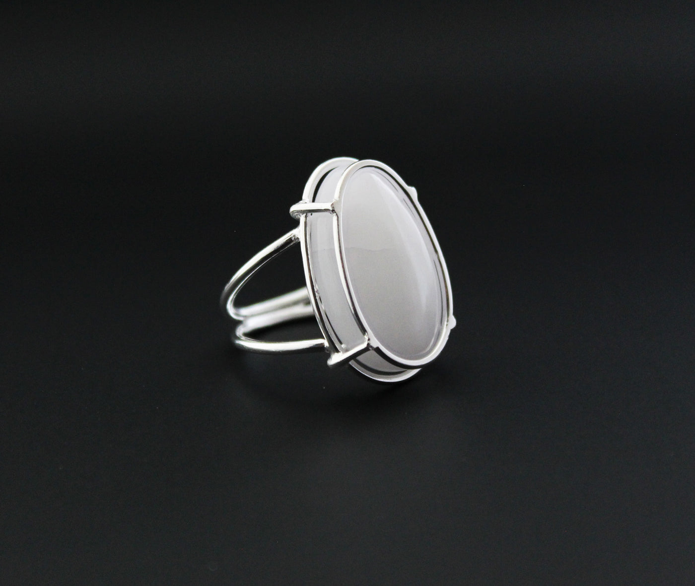 White Agate Ring, White Stone Ring, Gemstone Ring, Stackable Solitaire Ring, Sterling Silver 925, Statement, White stone, Organic , Boho